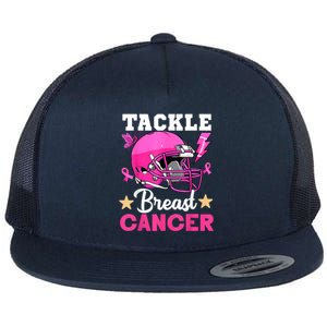 Tackle Football Pink Ribbon Hippie Breast Cancer Awareness Flat Bill Trucker Hat