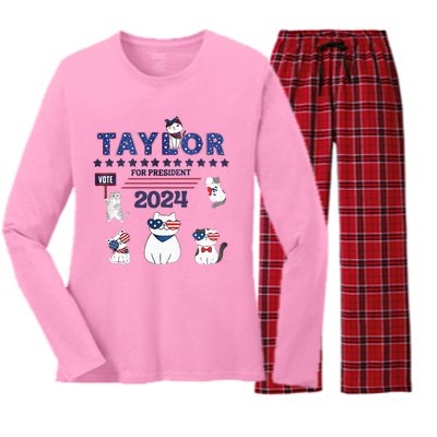 Taylor For President 2024 Women's Long Sleeve Flannel Pajama Set 