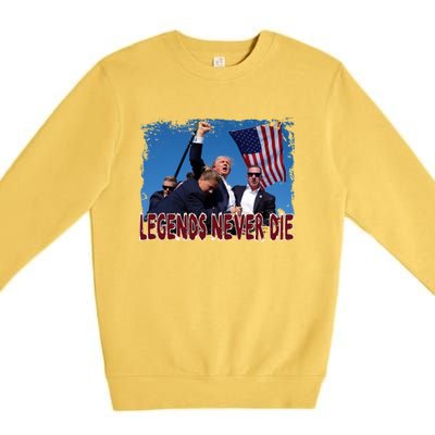 Trump Fist Pumped Fight Never Die Give Up Pray For Trump America Premium Crewneck Sweatshirt