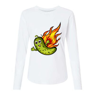 The Flaming Pickle Fun And Silly Womens Cotton Relaxed Long Sleeve T-Shirt