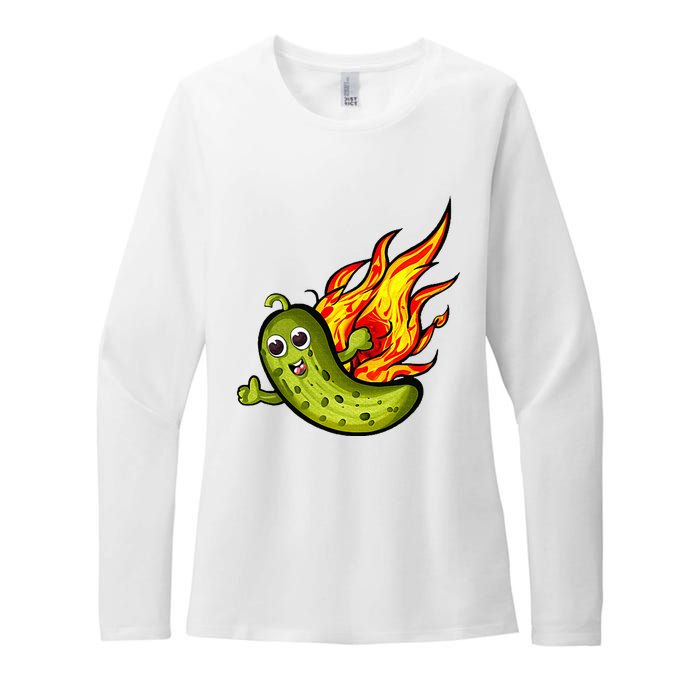 The Flaming Pickle Fun And Silly Womens CVC Long Sleeve Shirt