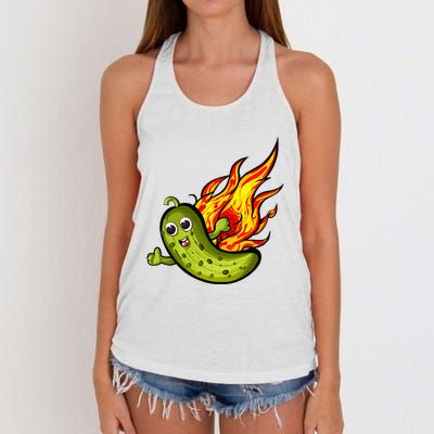 The Flaming Pickle Fun And Silly Women's Knotted Racerback Tank