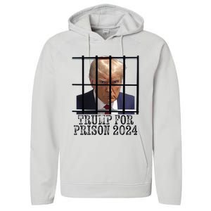 Trump For Prison 2024 Mugshot Election Parody Behind Bars Performance Fleece Hoodie