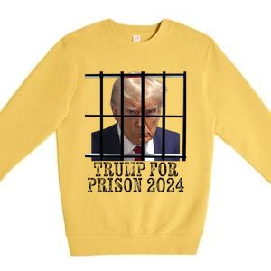 Trump For Prison 2024 Mugshot Election Parody Behind Bars Premium Crewneck Sweatshirt