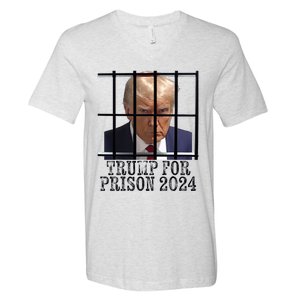 Trump For Prison 2024 Mugshot Election Parody Behind Bars V-Neck T-Shirt