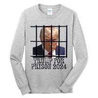 Trump For Prison 2024 Mugshot Election Parody Behind Bars Tall Long Sleeve T-Shirt