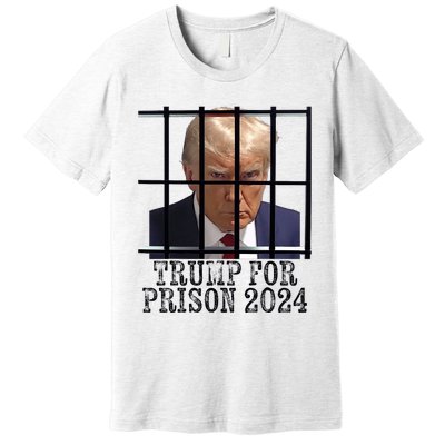 Trump For Prison 2024 Mugshot Election Parody Behind Bars Premium T-Shirt