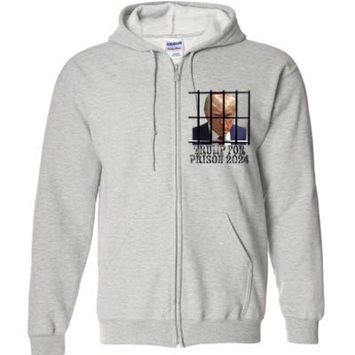 Trump For Prison 2024 Mugshot Election Parody Behind Bars Full Zip Hoodie