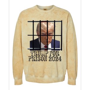 Trump For Prison 2024 Mugshot Election Parody Behind Bars Colorblast Crewneck Sweatshirt