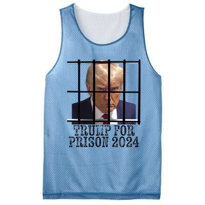 Trump For Prison 2024 Mugshot Election Parody Behind Bars Mesh Reversible Basketball Jersey Tank