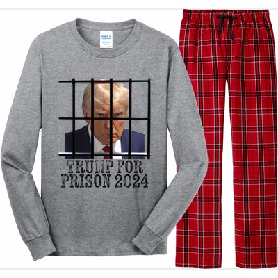 Trump For Prison 2024 Mugshot Election Parody Behind Bars Long Sleeve Pajama Set