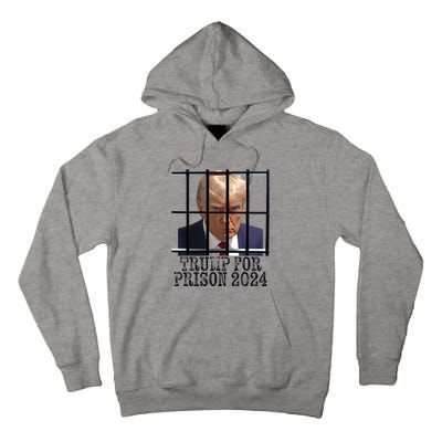 Trump For Prison 2024 Mugshot Election Parody Behind Bars Tall Hoodie