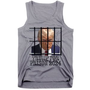 Trump For Prison 2024 Mugshot Election Parody Behind Bars Tank Top