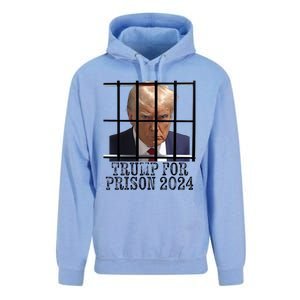 Trump For Prison 2024 Mugshot Election Parody Behind Bars Unisex Surf Hoodie