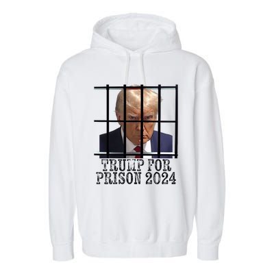 Trump For Prison 2024 Mugshot Election Parody Behind Bars Garment-Dyed Fleece Hoodie