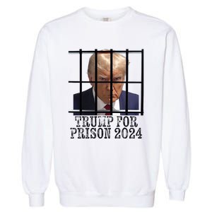 Trump For Prison 2024 Mugshot Election Parody Behind Bars Garment-Dyed Sweatshirt