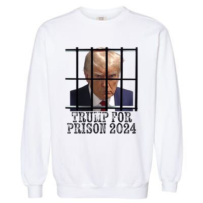 Trump For Prison 2024 Mugshot Election Parody Behind Bars Garment-Dyed Sweatshirt