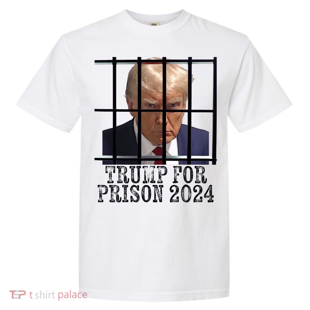 Trump For Prison 2024 Mugshot Election Parody Behind Bars Garment-Dyed Heavyweight T-Shirt