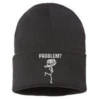 Troll Face Problem Funny Women Kids Sustainable Knit Beanie