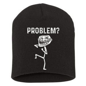 Troll Face Problem Funny Women Kids Short Acrylic Beanie