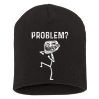 Troll Face Problem Funny Women Kids Short Acrylic Beanie