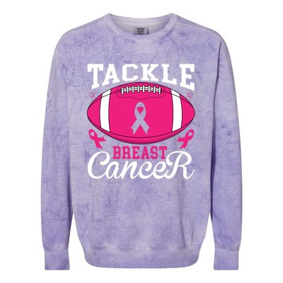 Tackle Football Pink Ribbon Breast Cancer Awareness Colorblast Crewneck Sweatshirt