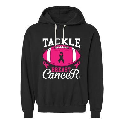 Tackle Football Pink Ribbon Breast Cancer Awareness Garment-Dyed Fleece Hoodie