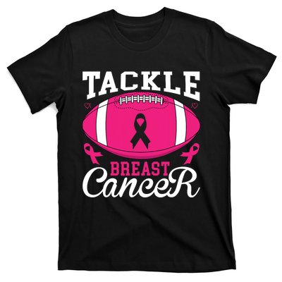 Tackle Football Pink Ribbon Breast Cancer Awareness T-Shirt