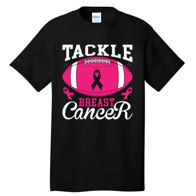 Tackle Football Pink Ribbon Breast Cancer Awareness Tall T-Shirt