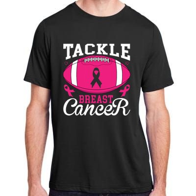 Tackle Football Pink Ribbon Breast Cancer Awareness Adult ChromaSoft Performance T-Shirt