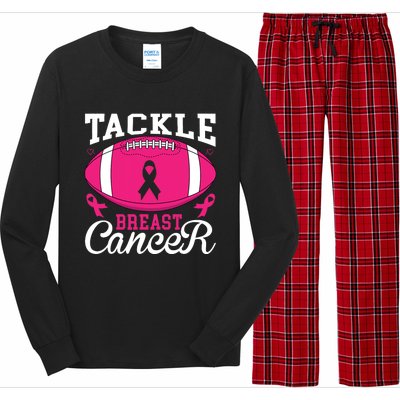 Tackle Football Pink Ribbon Breast Cancer Awareness Long Sleeve Pajama Set