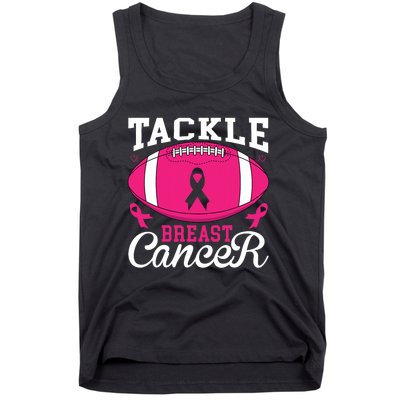 Tackle Football Pink Ribbon Breast Cancer Awareness Tank Top