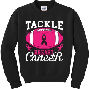 Tackle Football Pink Ribbon Breast Cancer Awareness Kids Sweatshirt