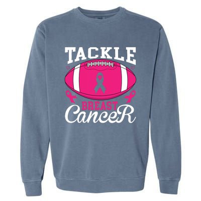 Tackle Football Pink Ribbon Breast Cancer Awareness Garment-Dyed Sweatshirt