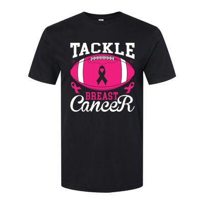 Tackle Football Pink Ribbon Breast Cancer Awareness Softstyle CVC T-Shirt