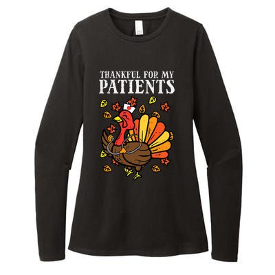 Thankful For Patients Turkey Nurse Thanksgiving Fall Scrub Womens CVC Long Sleeve Shirt