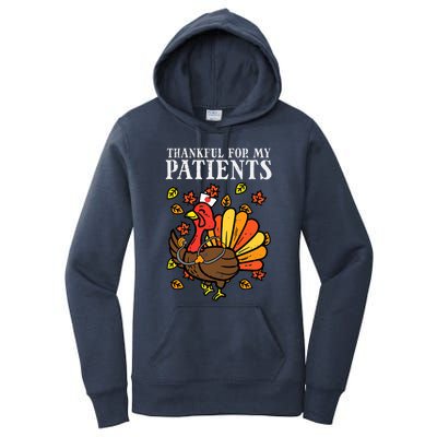 Thankful For Patients Turkey Nurse Thanksgiving Fall Scrub Women's Pullover Hoodie