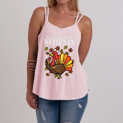 Thankful For Patients Turkey Nurse Thanksgiving Fall Scrub Women's Strappy Tank