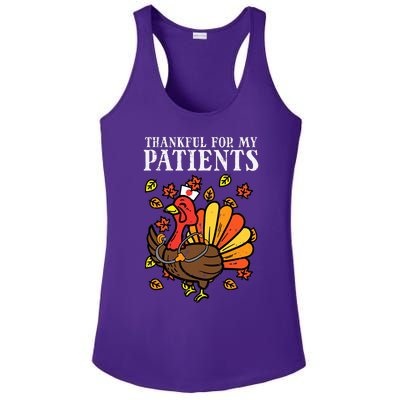 Thankful For Patients Turkey Nurse Thanksgiving Fall Scrub Ladies PosiCharge Competitor Racerback Tank