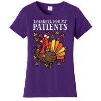 Thankful For Patients Turkey Nurse Thanksgiving Fall Scrub Women's T-Shirt