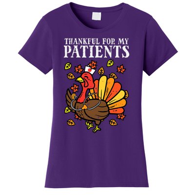 Thankful For Patients Turkey Nurse Thanksgiving Fall Scrub Women's T-Shirt