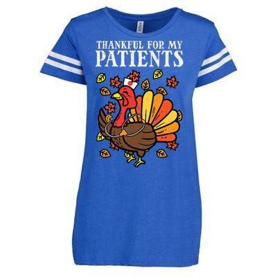 Thankful For Patients Turkey Nurse Thanksgiving Fall Scrub Enza Ladies Jersey Football T-Shirt