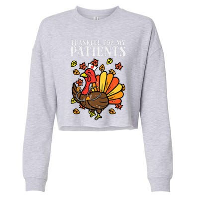 Thankful For Patients Turkey Nurse Thanksgiving Fall Scrub Cropped Pullover Crew