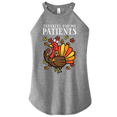 Thankful For Patients Turkey Nurse Thanksgiving Fall Scrub Women’s Perfect Tri Rocker Tank