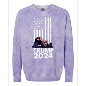 Trump Fist Pump American Flag 2024 Colorblast Crewneck Sweatshirt