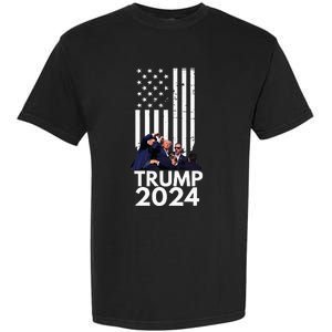 Trump Fist Pump American Flag 2024 Garment-Dyed Heavyweight T-Shirt