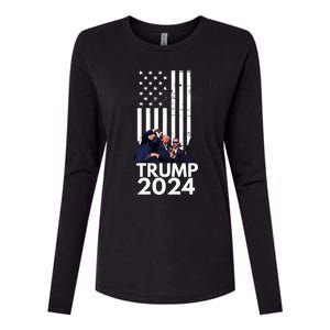 Trump Fist Pump American Flag 2024 Womens Cotton Relaxed Long Sleeve T-Shirt