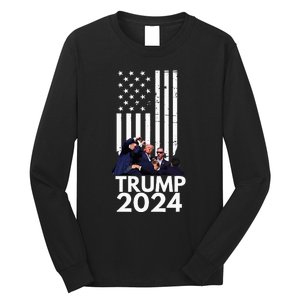 Trump Fist Pump American Flag 2024 Long Sleeve Shirt