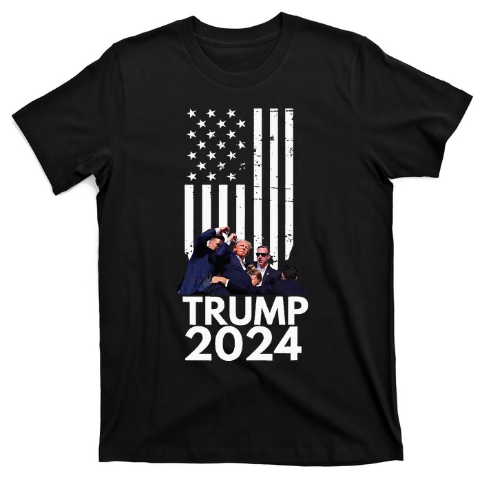 Trump Fist Pump American Flag 2024 T-Shirt