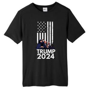 Trump Fist Pump American Flag 2024 Tall Fusion ChromaSoft Performance T-Shirt